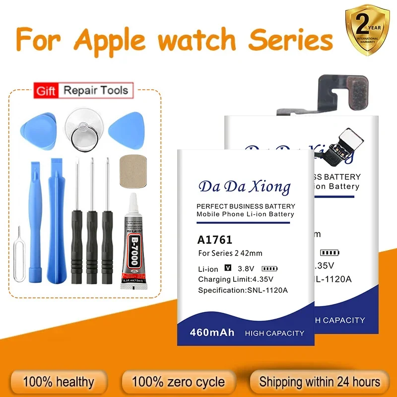 Battery for Watch Series 1 2 3 4 5 6 GPS  LTE 38mm, 40mm, 42mm, 44mm, Batteries, Free Tools Kit, High Quality, New, 2022