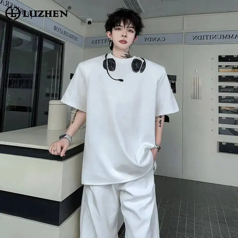 LUZHEN Short Headset 2026 Printed Summer Pattern Original Sleeve 3D T-shirt Men's Fashion Handsome Round Neck Casual Tops JY8010