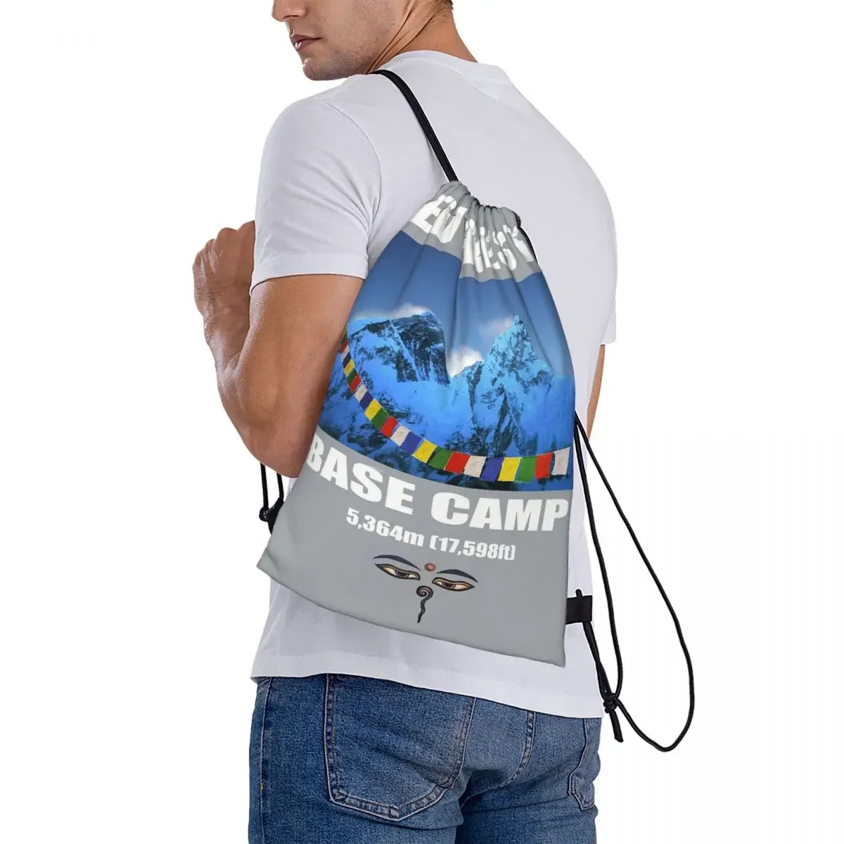 Everest Base Camp mochilas con cordón portátiles para hombres y mujeres, bolsas de moda, paquete de cordón, bolsa deportiva de bolsillo, bolsa de libros para estudiantes