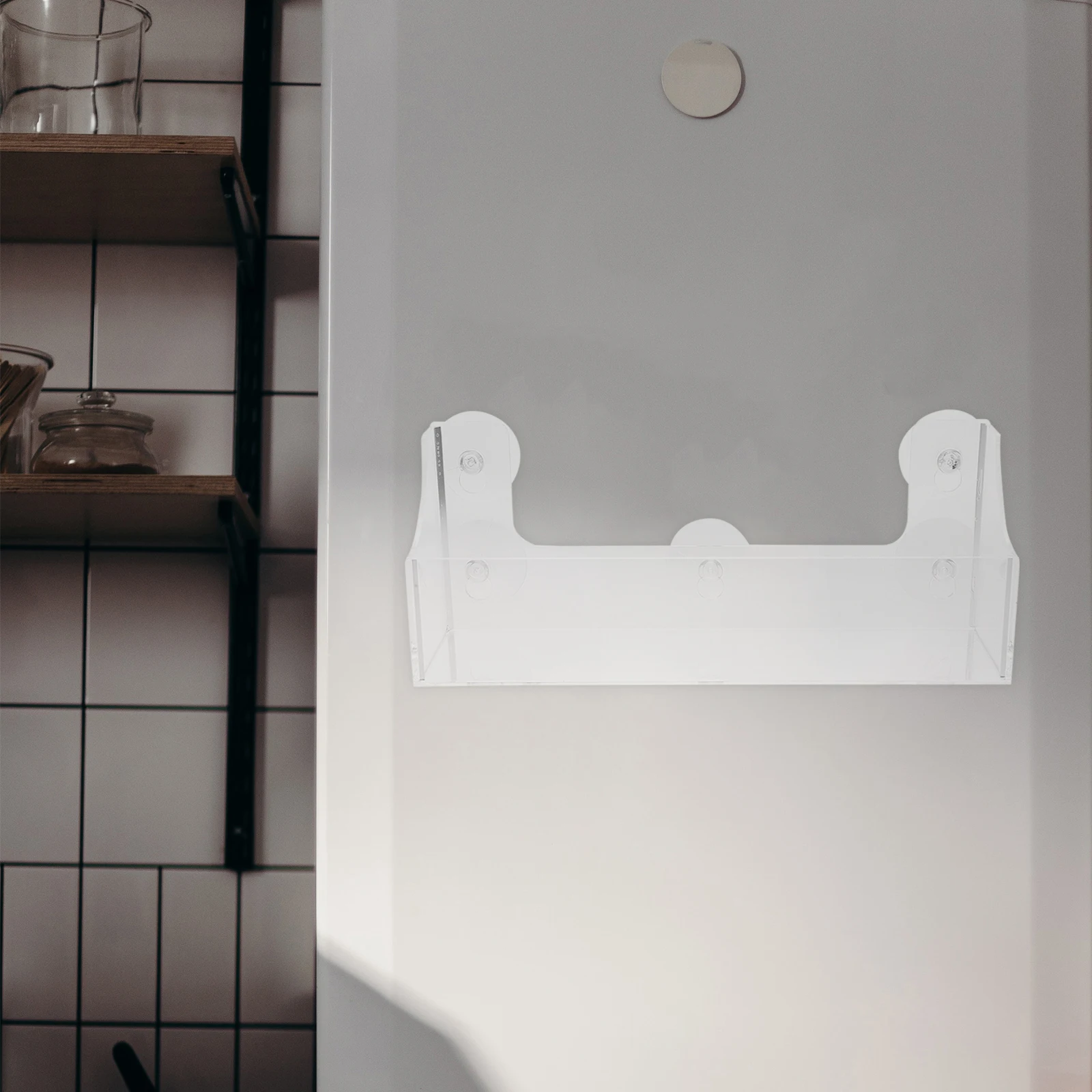 

Refrigerator Suction Cup Storage Rack Acrylic Bottle Holder Beverage Organizer Suitable Fridge Door Glass Display Kitchen