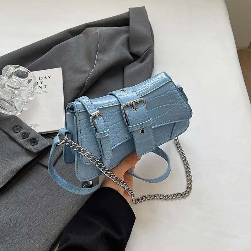 Korean Version Design Sense Retro Women Bag 2024 New Solid Color CrossBody Bags Chain Single Shoulder Underarm Small Square Pack