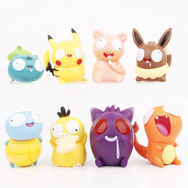 

8pcs/set Funny Pokemon 8cm Gengar Slowpoke Eevee Figure Toys