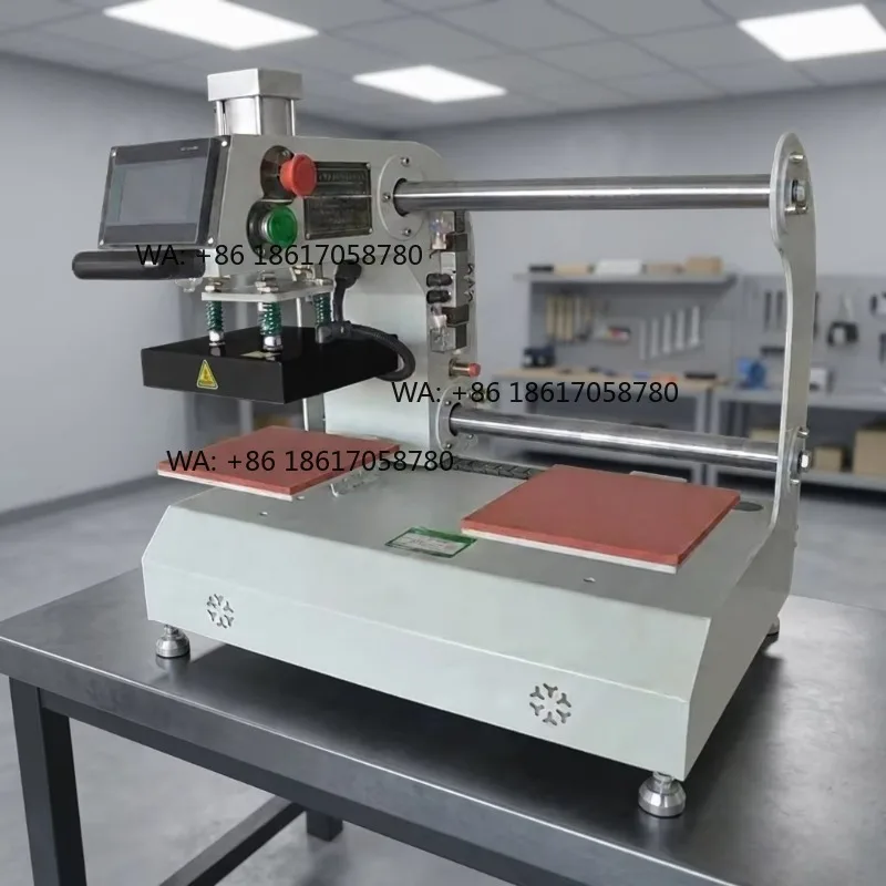 Dual Station Heat Press Machine Pneumatic Shuttle Heat Transfer Machine with Touch Screen for T-shirt Logo and Label Printing