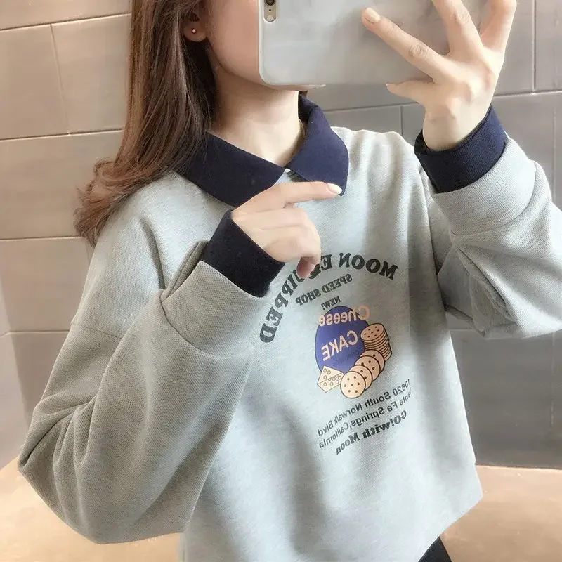 Girls Casual Loose Sweatshirt Spring Autumn Long Sleeve Tops Trendy Stylish Youthful Pullover Blouse New Arrival