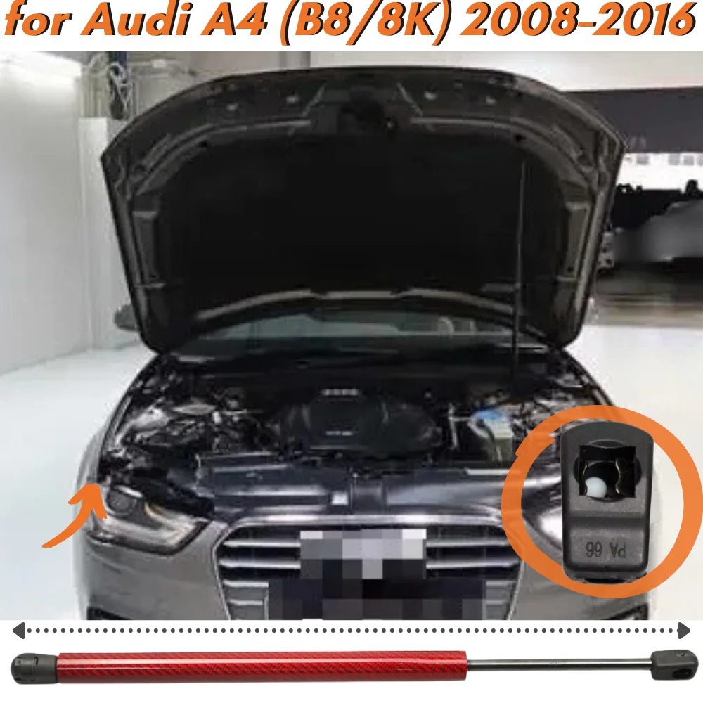 Qty(1) Amortyzator maski silnika do Audi A4 (B8/8K) 2008-2016 Przednia maska Wspornik podnośnika z włókna węglowego Sprężyna gazowa Amortyzator drążka Amortyzator