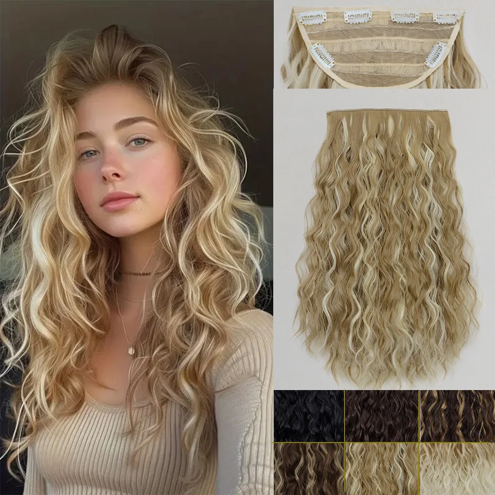 Synthetic Water Wave Extension U-Shaped 6 Clips No Trace Corn Silk Hairpiece High Temp Fiber Natural Style Anime Cosplay Party