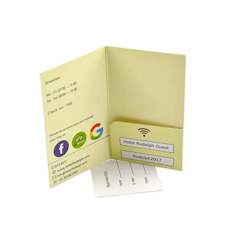 Zuoluo Short Lead Time Custom Design 300gsm Paper Card Registration Card with Hotel Key Card Holder