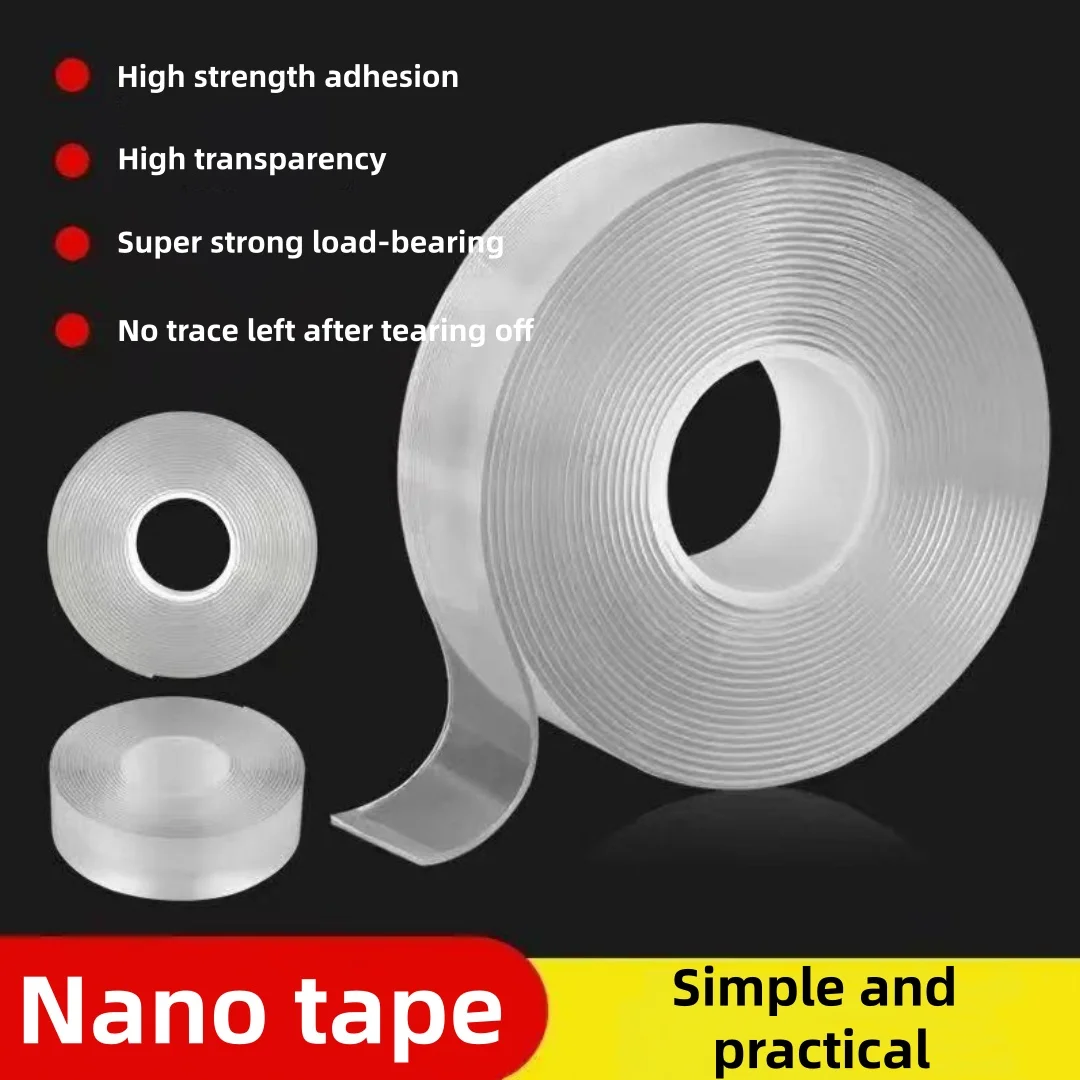 Double sided tape heavy-duty, nano reusable, detachable, washable double adhesive tape, multi-purpose transparent tape