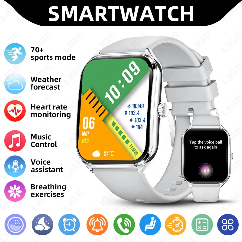 

LIGE Ultra-Thin Smart Watch Ladies 1.96 "AMOLED 368*448 HD Pixel Display Always Displays Time Call Alert Smartwatch For Men 2026