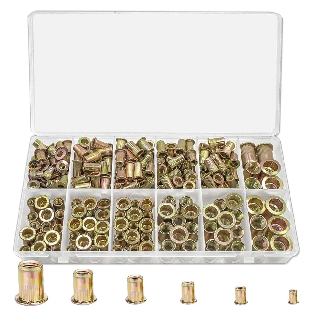 AWAH SAE Rivet Nut Assortment Kit(240Pcs)- Threaded Insert Nut Set In 6-32 8-32 10-24 1/4