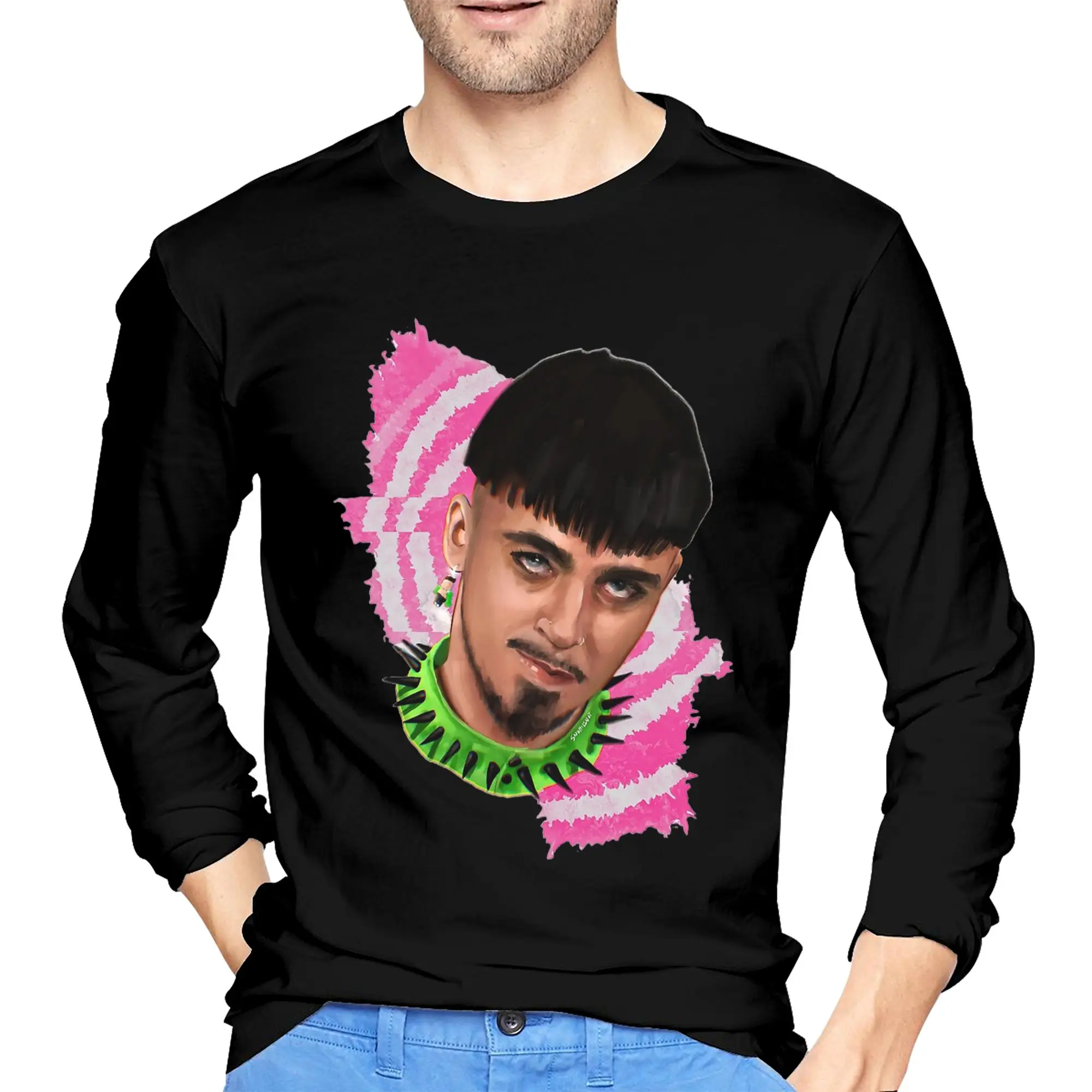 

Kaarija cha cha cha (6) мужская футболка с длинными рукавами, дышащие футболки с круглым вырезом, весенние и осенние мужские топы