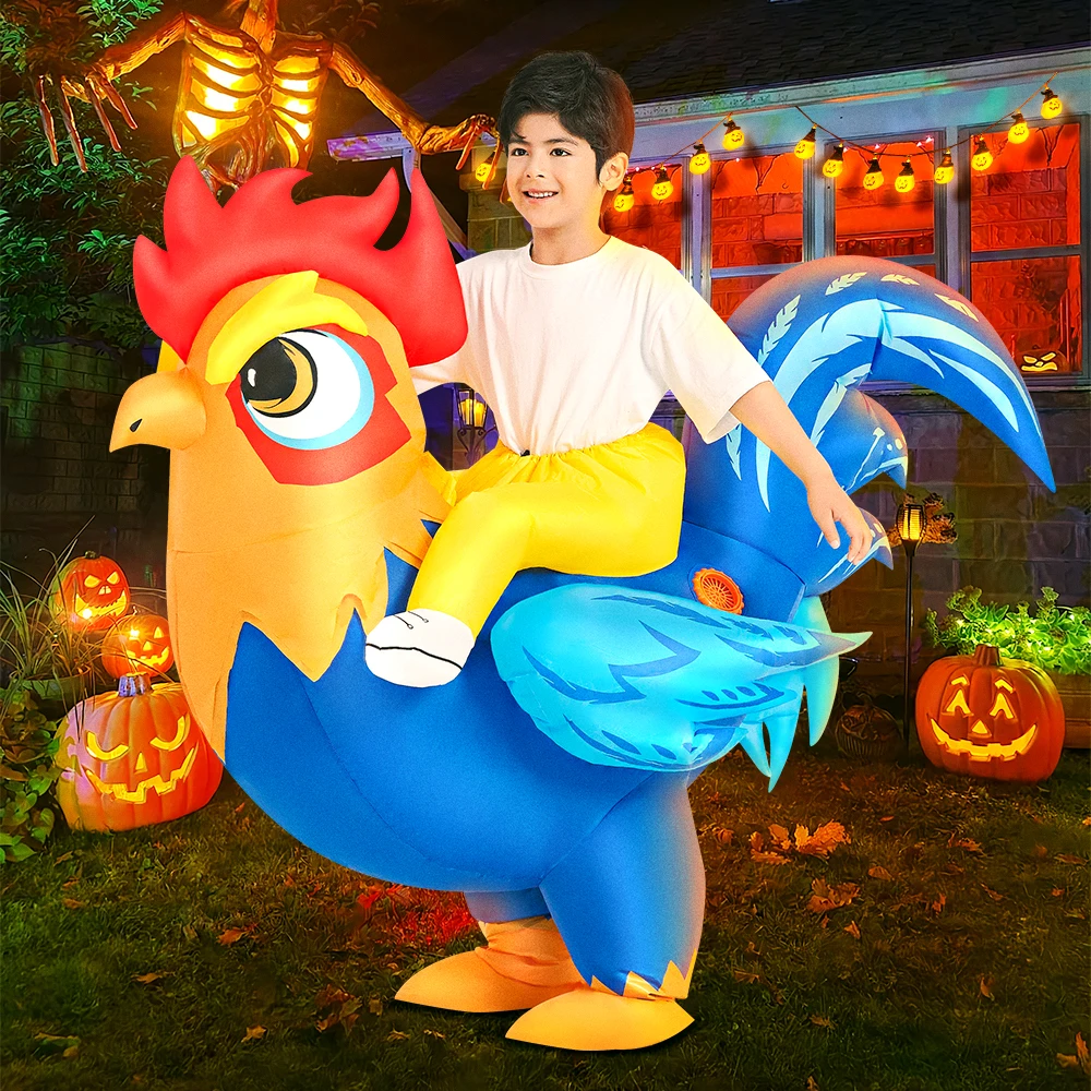 Disfraz inflable de pato, gallo, unicornio, Animal, Anime de dibujos animados, traje de Cosplay para fiesta de Halloween para niños y adultos