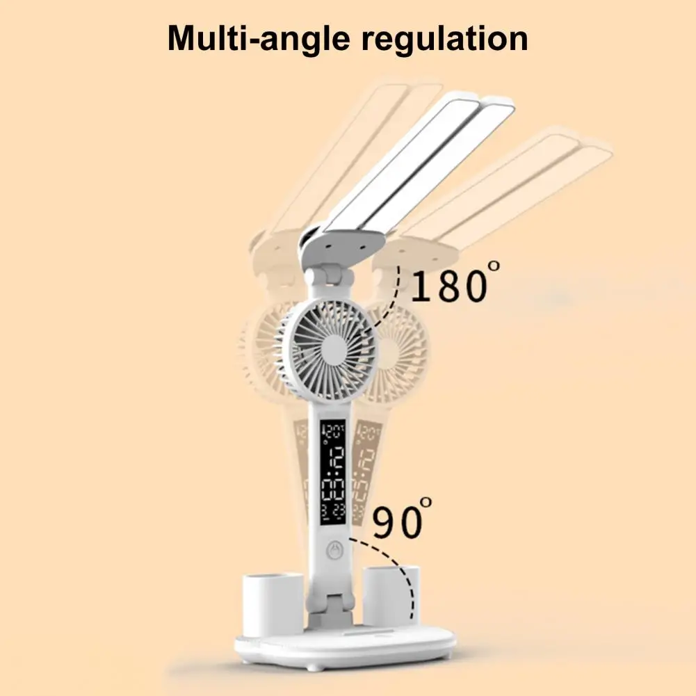 

Fan Table Lamp Natural Light Study Lamp Multi-functional Led Desk Lamp with Fan Pen Holder Design Touch Control for Office Use