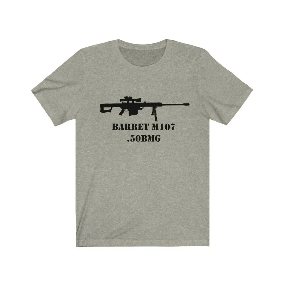 M107 50 Cal, Barret 50Bmg Sniper Rifle, Grey/Tan, .50, 107, Free Shipping!!!New Fashion Men Cotton Short Sleeve T Shirts