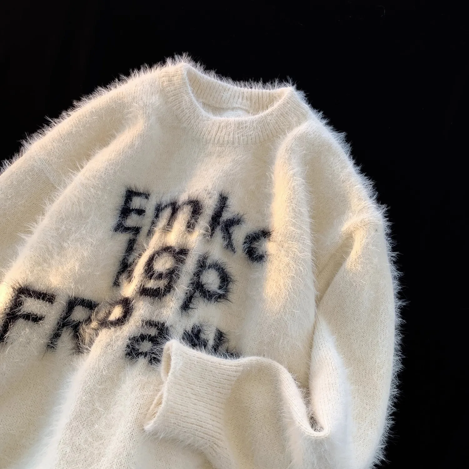 

Свободный мужской вязаный свитер, очень большой размер 250, осень-зима, американский ретро, ленивый, студенческое пальто из полиэфирного волокна