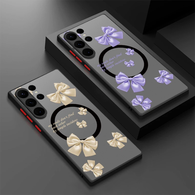 Bowknot Print Fall Für Samsung Galaxy S25 S23 S24 Ultra S21 S25 FE A55 A54 A56 A15 A25 A34 A14 Für Magsafe Lade Telefon Abdeckung