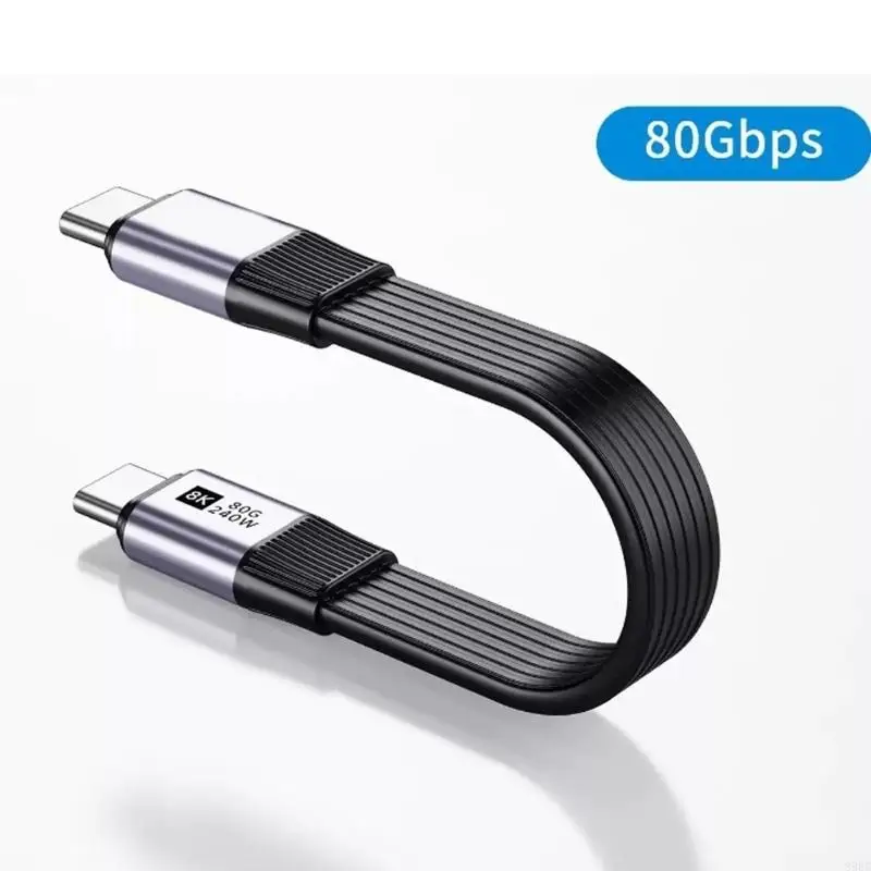 USB 4 Cord USB C to USB C Cable With PD240W Charging, 80Gbps Data Transfer, 8K 60Hz Video, 10Cm Flat Keyring Cable for 896C
