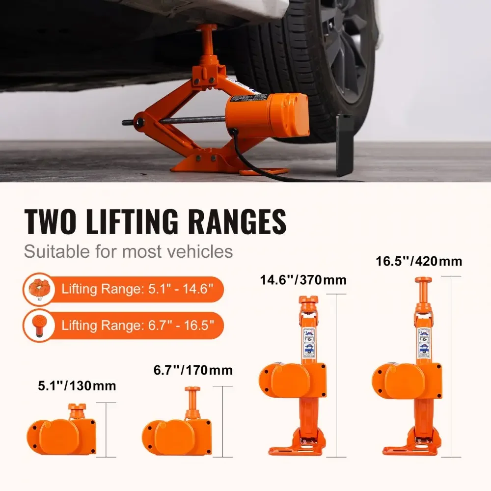 Imagem -03 - Vevor-chão Elétrico Jack para Carro Conjunto de Elevação Tesoura com Chave de Impacto Ferramenta de Reparação Automática Kit de Serviço dc 12v Toneladas