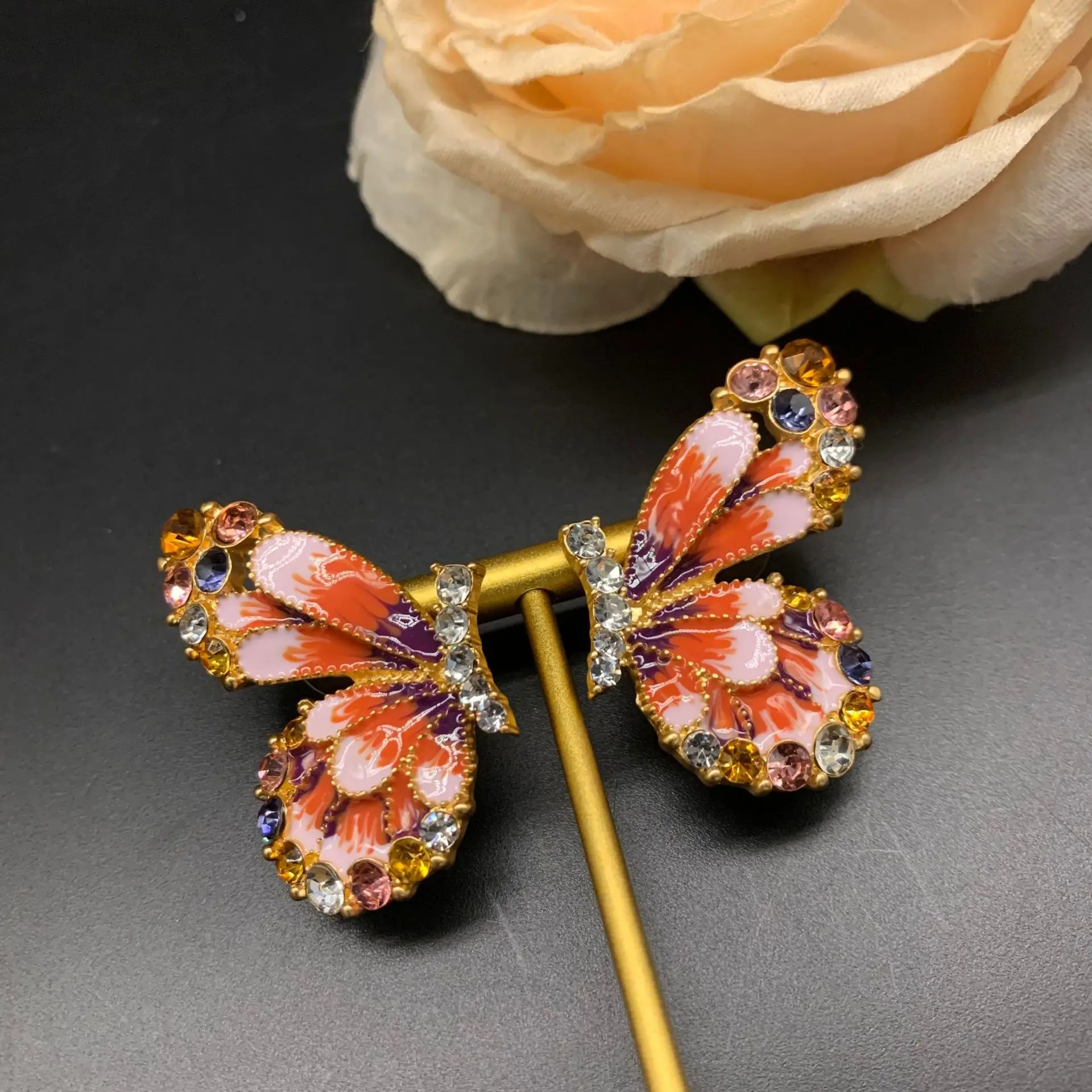 Butterfly Statement Earrings Necklace Bracelet Jewelry Set For Women