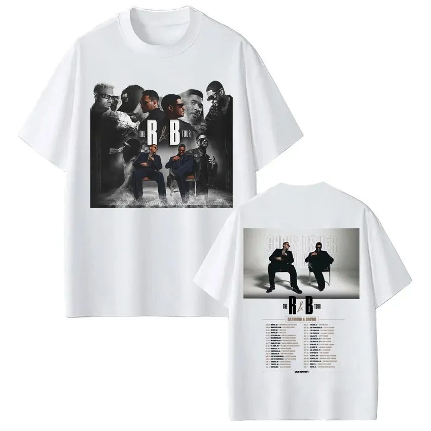 Camisetas de Moda Hip Hop para Hombre y Mujer, Camisetas de Rapper Chris Brown y Usher Raymond, Camisetas de la Gira R&B 2026, Camisetas Informales de Algodón para Fans