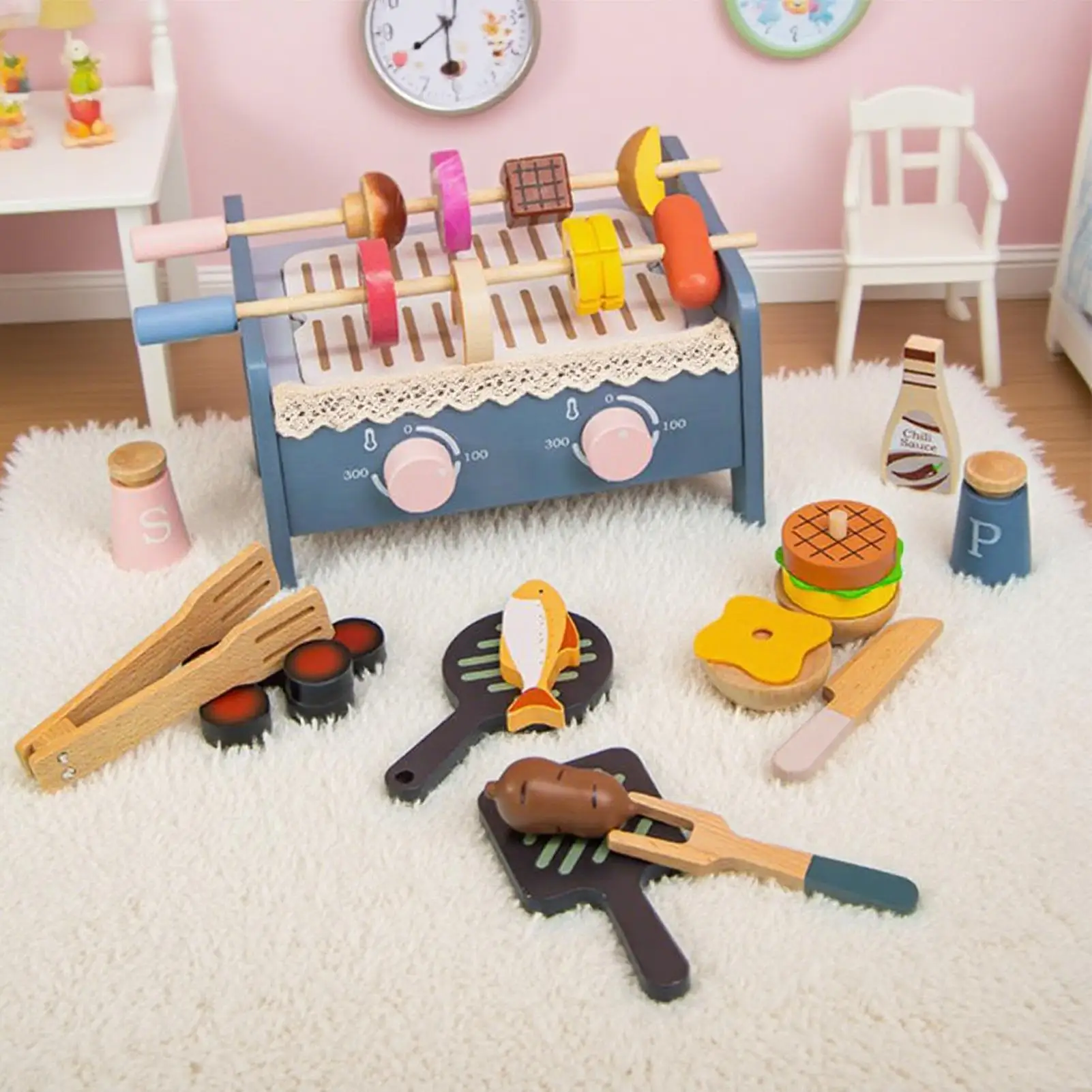 التظاهر شواء ليتل الشيف لعب مجموعات الالعاب الطبخ لعبة تعليمية تفاعلية لعبة للمنزل وقت اللعب الصبي الذين تتراوح أعمارهم بين 1-3 تطوير المهارات
