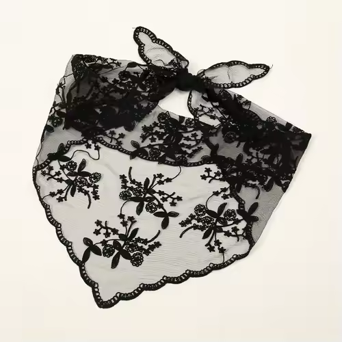Elegant Lace Scarf Hollow Out Embroidery Foulard Bandana Solid Color Triangular Scarf Thin Vintage HandkerChiefs for Hair Woman - Image 6