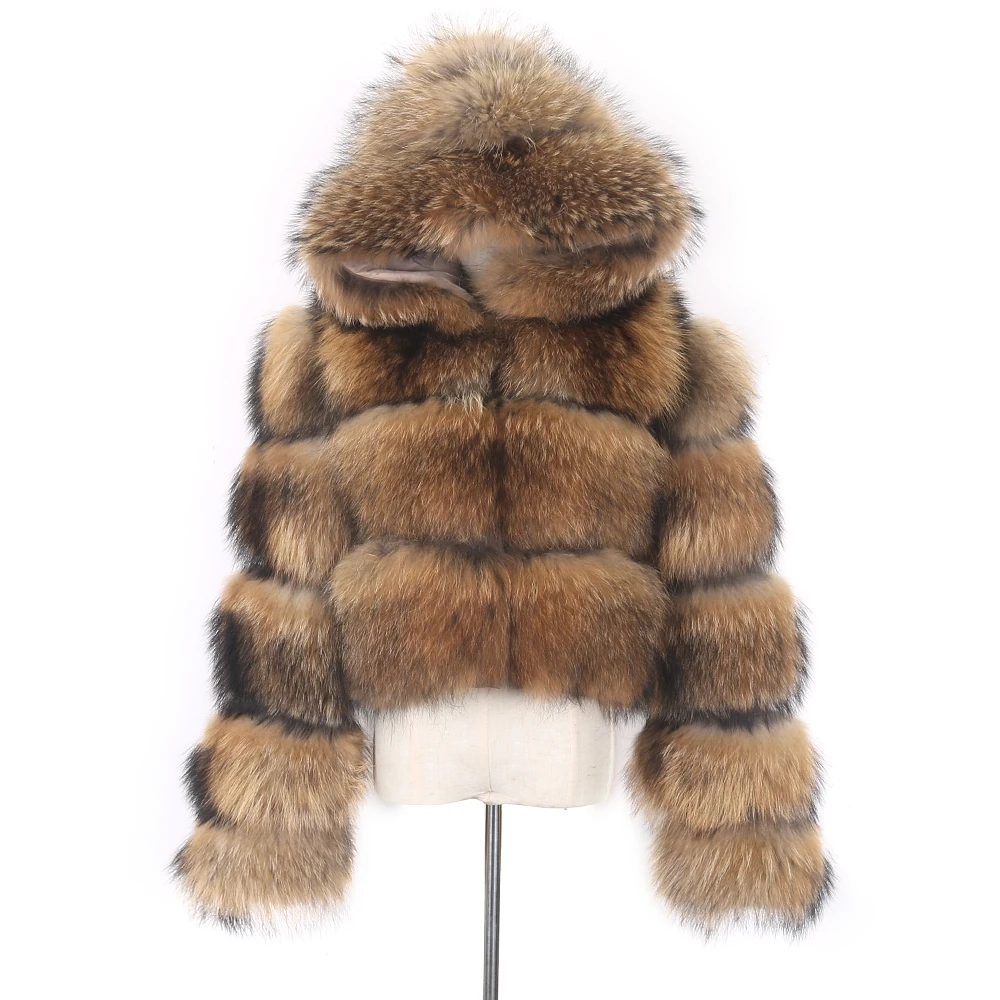 2024 New Winter Removable Jacket Women Big Fluffy Real Fur Coat Natural Raccoon Fur Hood Thick Warm Outerwear Streetwear good