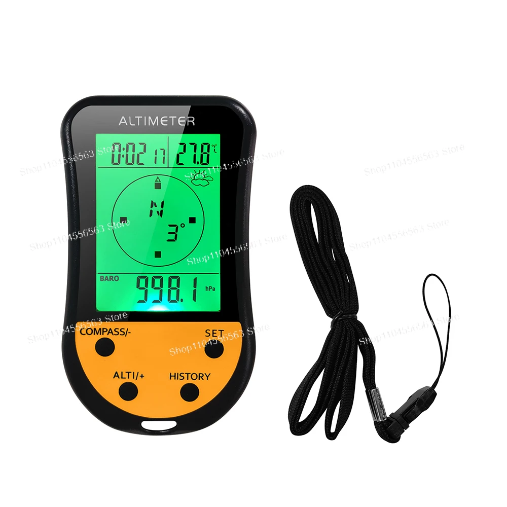 8-in-1 Multifunctional Digital Altimeter with LCD Backlight, Mini Barometer Compass Thermometer Weather Forecast Clock Calendar