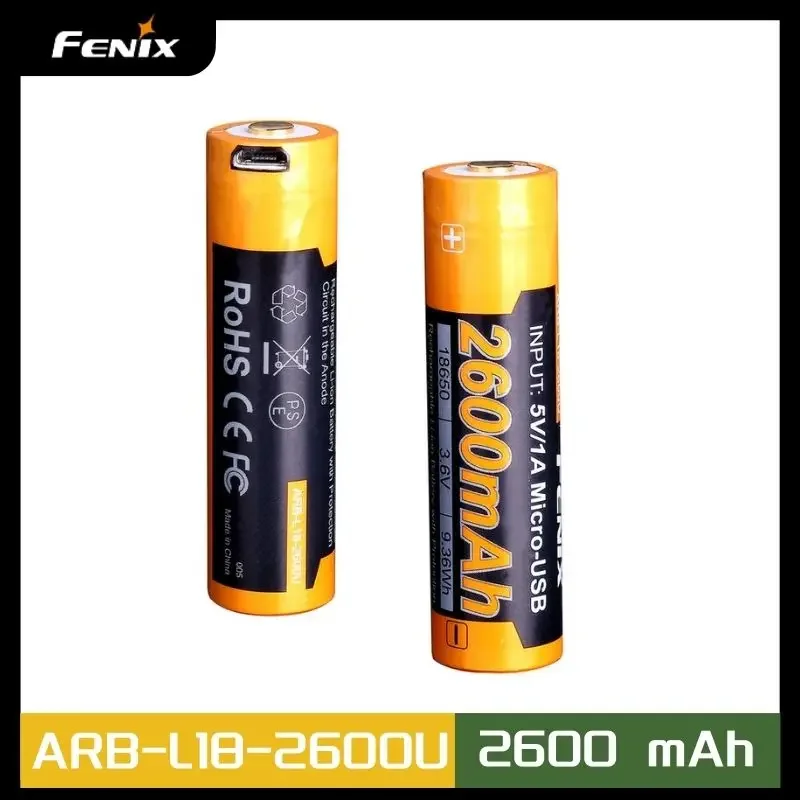 Original Fenix ARB-L18-2600U USB Charging 2600mAh 18650 Rechargeable Li-ion Battery