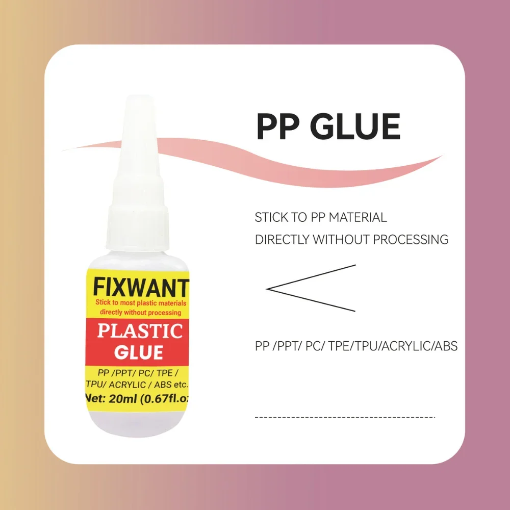 FIXWANT-Colle en Polypropylène Souple et Imperméable, 20ml, Polypropylène, Plastique, Cuir PU, Adhésif PVC pour le Bain