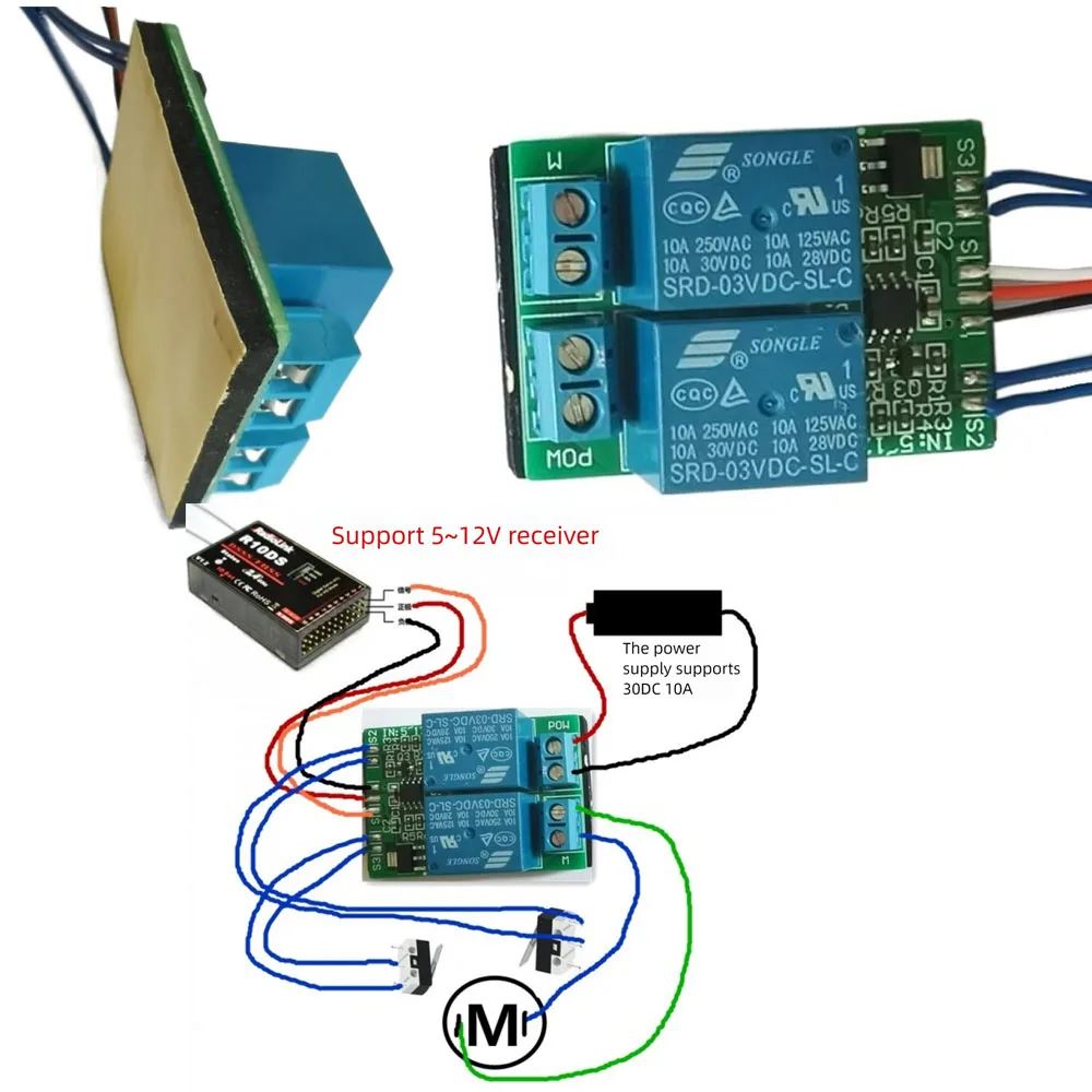 

Aircraft Motor Forward and Reverse Controller 1-channel Servo Signal Input Model Relay Version 10A Support 5-12V Receivers