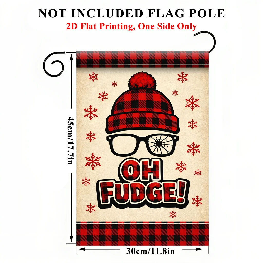 2D Flat, 2D Flat Printing Garden Flag 1pc, Snow Hat Winter Art Garden Flag - Single-Sided Print, Durable Polyester Outdoor Decor for Home & Yard, Holiday Decoration, 11.8x17.7 Inches, No Pole Included