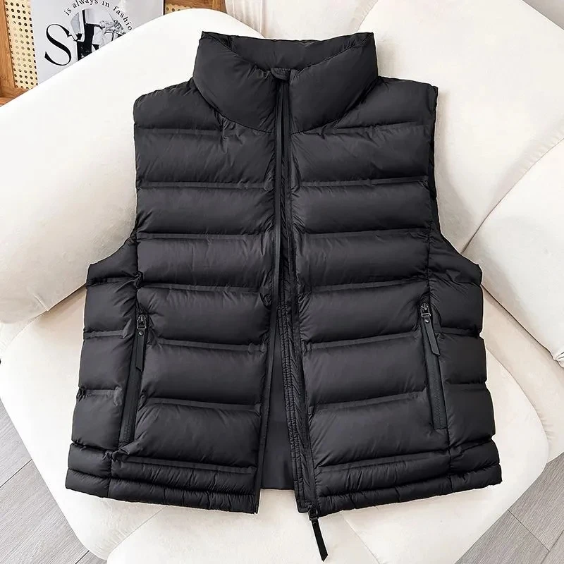 Women Autumn Winter Down Cotton Vest Jacket 2025 New Stand-Up Collar Vest Sleeveless Waistcoat Women Short Cotton Down Vest Coat