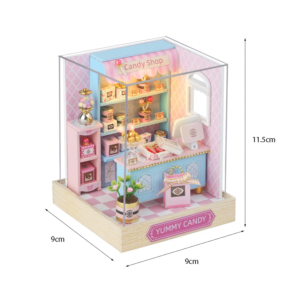 OUZEY Kit de modèle 3D en bois DIY "Sweet Cottage" - Assemblage de magasin de bonbons confortable, artisanat de maison miniature, cadeau créatif pour filles et femmes