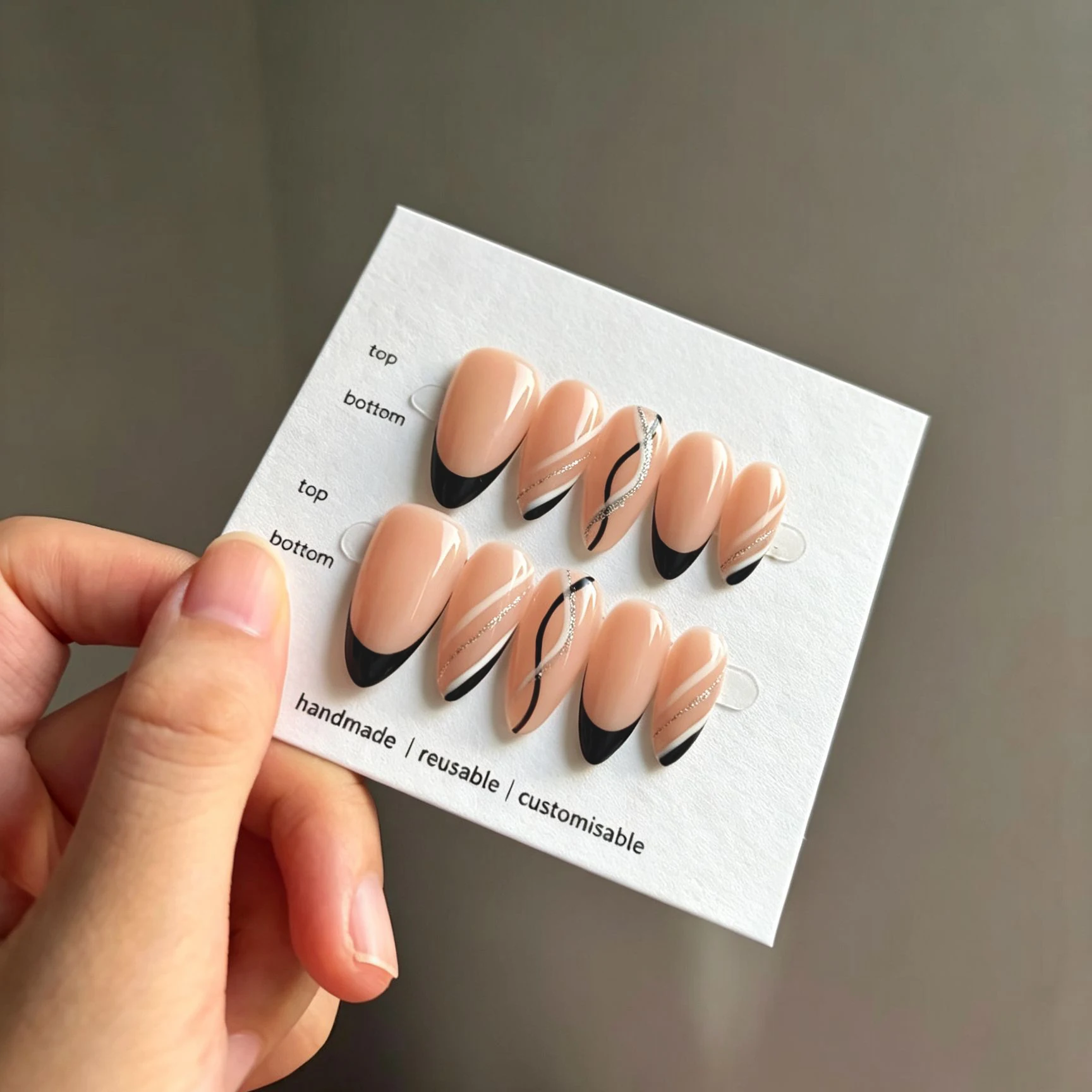 10pcs Press ON Nails French Almond Full-Coverage False Nail Set 1pc Nail File & 1Nail Glue Sticker Kit Nail Flower Leopard Nail
