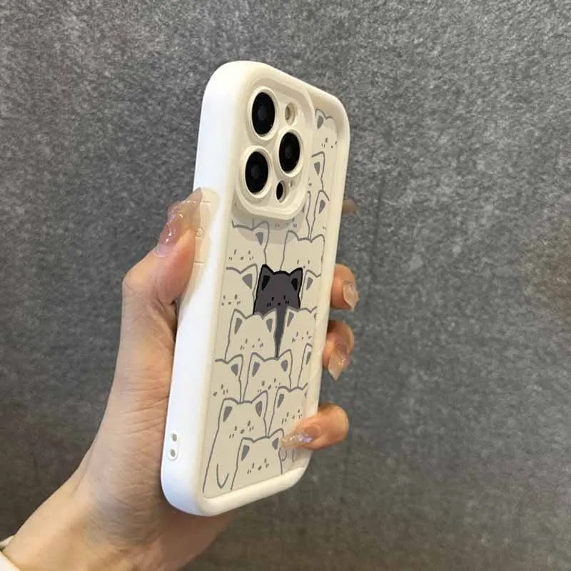 Gatos preto e branco para samsung a30 a20 a31 a32 a33 a34 a50 a51 a52 72 53 54 71 73 25 35 55 06 56 caixa de telefone com escada ocular funda