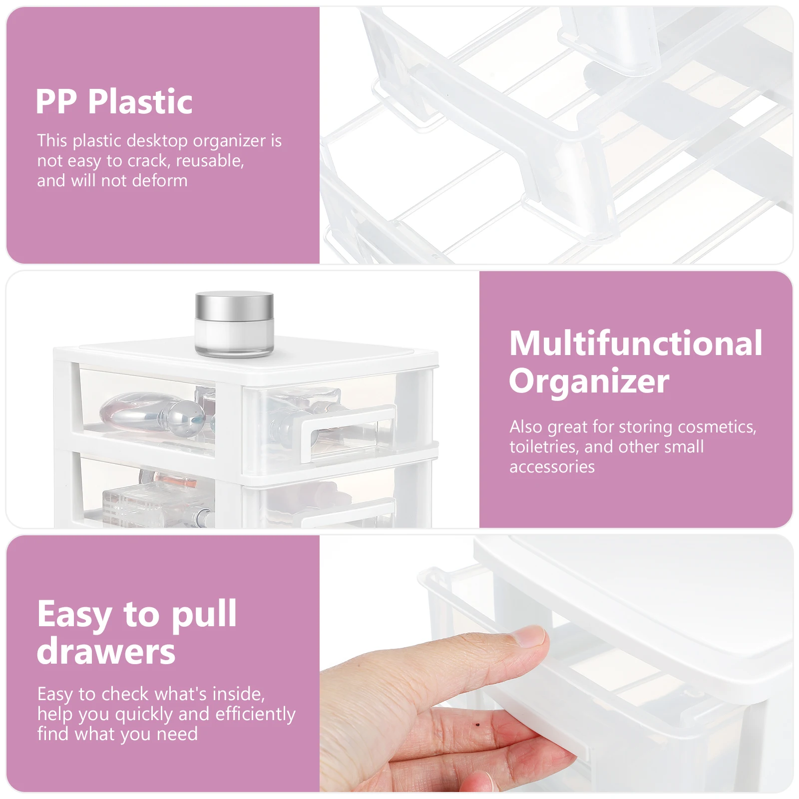

4 Layers Storage Box Makeup Organizer White Transparent PP Material Vanity Accessories Cosmetics Holder Tidy Dressing Table