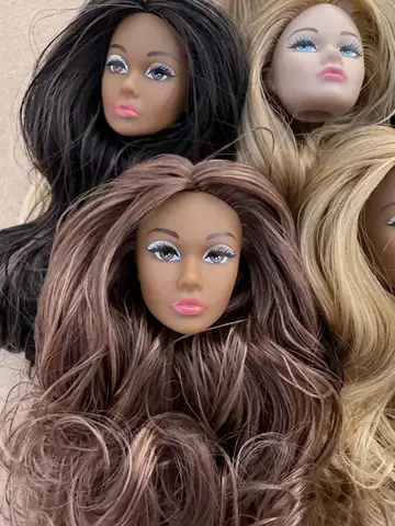 Vintage 1/6 PP Ansiktsgjutningsdockhuvuden från Beige Mörkbrun Hudton Modedockehuvud Smink DIY Leksaksdelar Flickors Födelsedagspresenter 8 best sales Barbie vintage - №7
