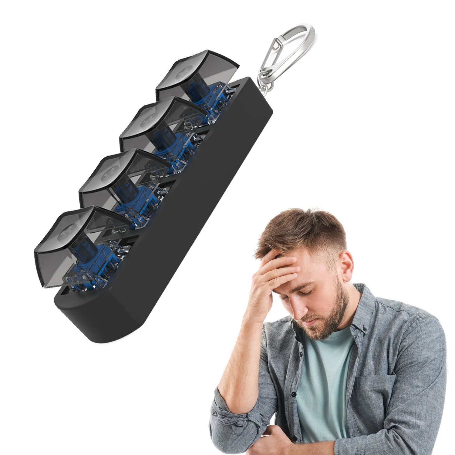 4-Button Fingertip Keyboard Keychain RGB Keyboard Fidget Toy with Lights for Stress Relief Decompression Calming Accessories