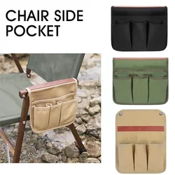 Silla portátil con bolsillo lateral para exteriores, bolsa colgante con reposabrazos, resistente al desgaste, almacenamiento para acampar, barbacoa, jardinería y Pesca