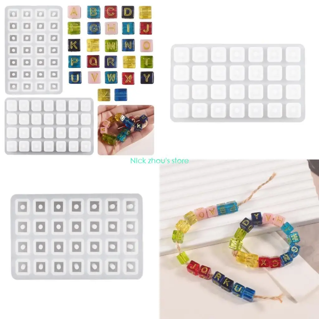 

E15E Letter Beads Silicone Molds Bracelet Jewelry Making Moulds Cube Letter Molds