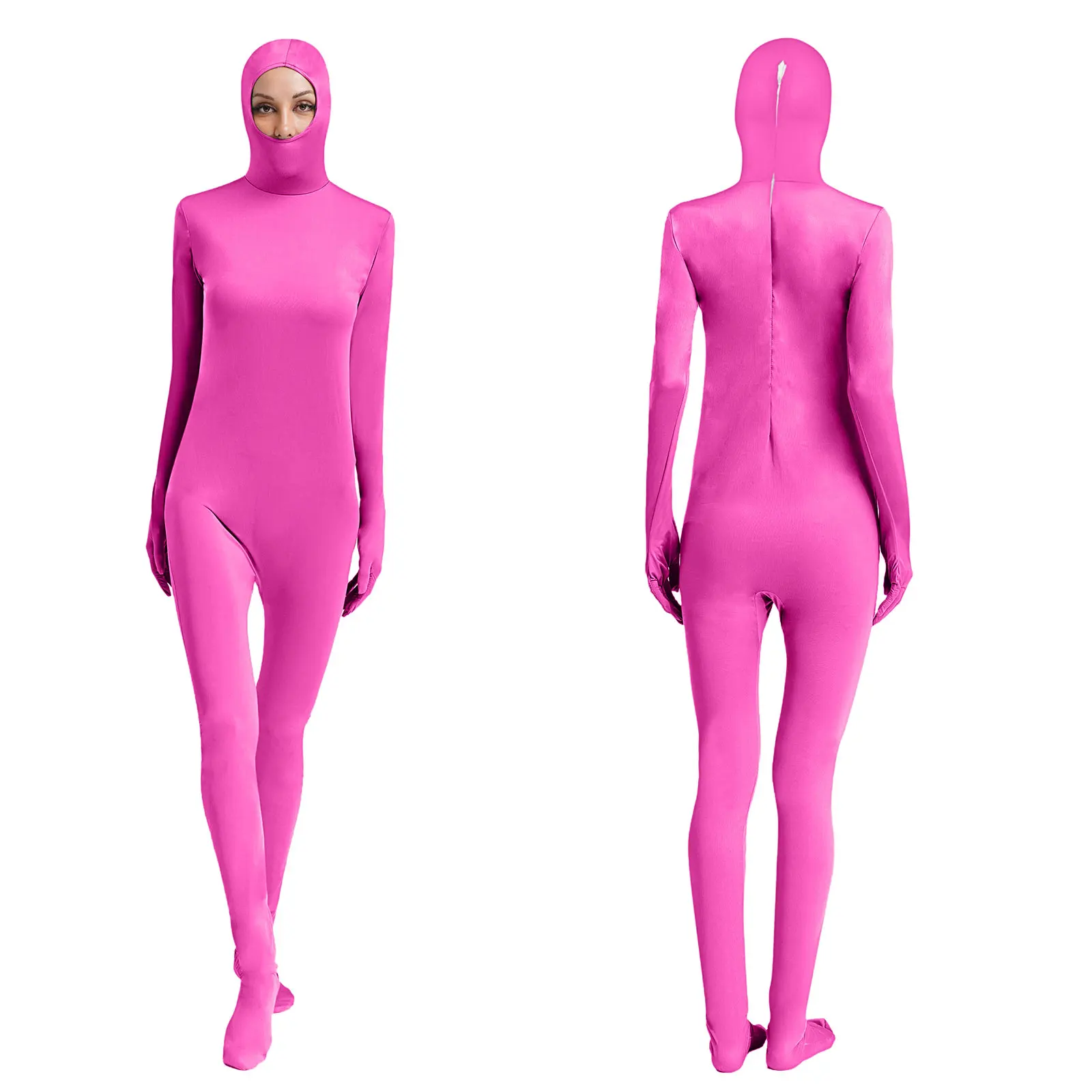 Unisex Adult Solid Color Bodysuit Back Zipper Close-Fitting Jumpsuit Full Body Leotard Gymnastics Acrobatics Dance Performance
