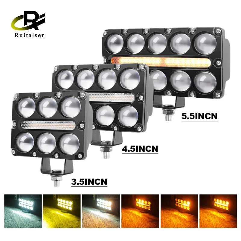 

6/8/10 Lens Motorcycle Spotlight Working Fog lights Projector Headlight Additional Electric Scooter Driving Spot Lamp 12-80V