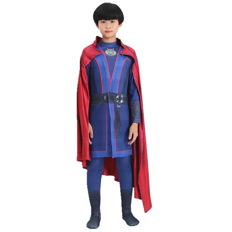 Adult Kids Doctor Strange Costume Dr Cosplay Blue Heavy Jumpsuit and Red Cloak Full Set For Halloween$0$k