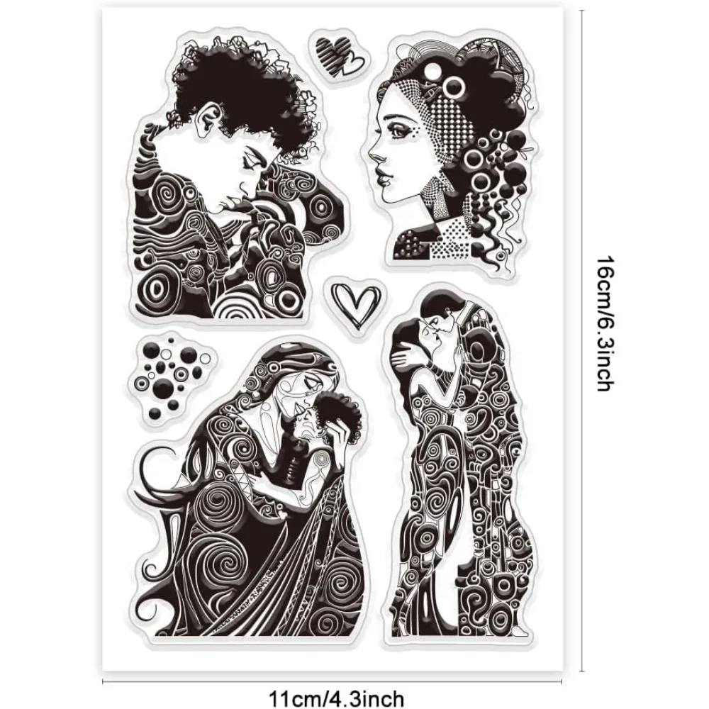 1pc Abstract Character Clear Stamps Lady Couple Silicone Clear Stamp Seals Mother and Son Man Transparent Stamps for DIY