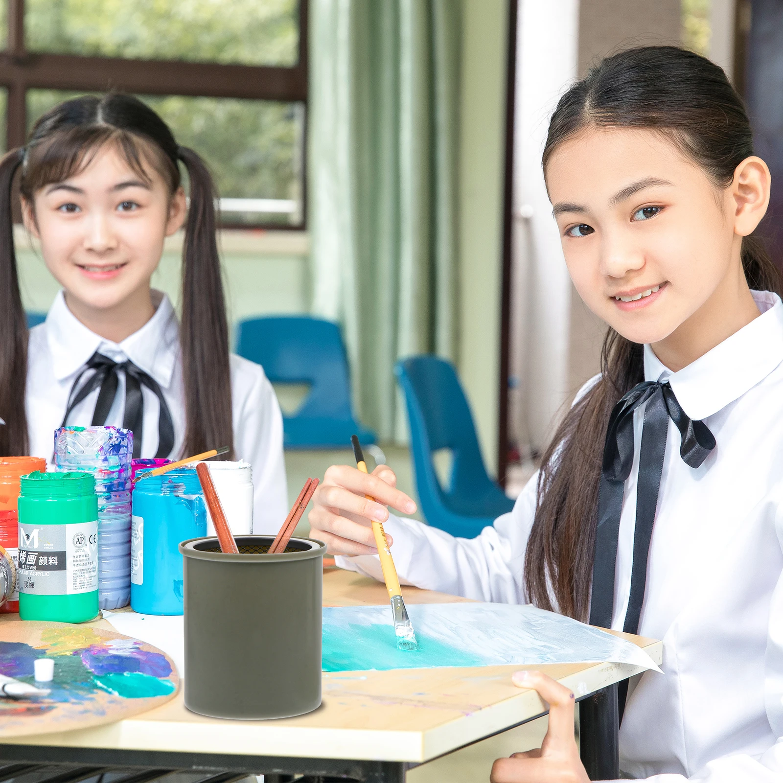 

Art Painting Pen Washing Bucket Oil Paint Brush Washer Strainer Container Multifunction Pen Holder Brush Cleaning Drying Tool