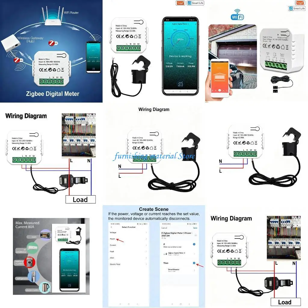 

Y5GD Current Changer Clamp Power monitors Electricity Statistics Monitoring Device