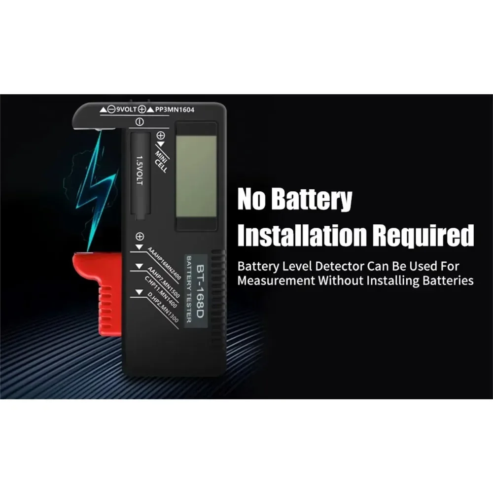BT-168D Battery Tester Universal Digital LCD Tester AA AAA CD 9V 1.5V Button Cell Voltage Battery Voltage Tester