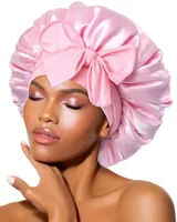 2026 Satin Bonnet For Women, Adjustable Bow Tie Silk Hair Bonnet, Soft Double Layer Sleep Cap For Curly Hair, Night Hair Wrap For Sleeping, Shower Cap & Hair Care Accessory - Image 3