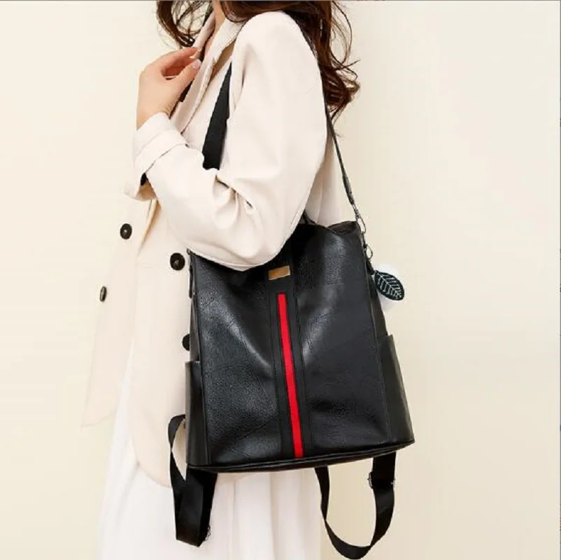New Korean Fashion Large Capacity Student Backpack School Bag Women Soft Leather Casual Shoulder Bags Totes Crossbody Bag